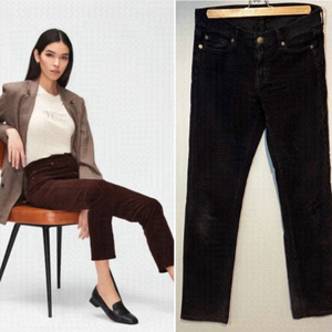 7 for all Mankind Corduroy Jeans Dark Brown Fitted Straight Leg Pants. Size 27